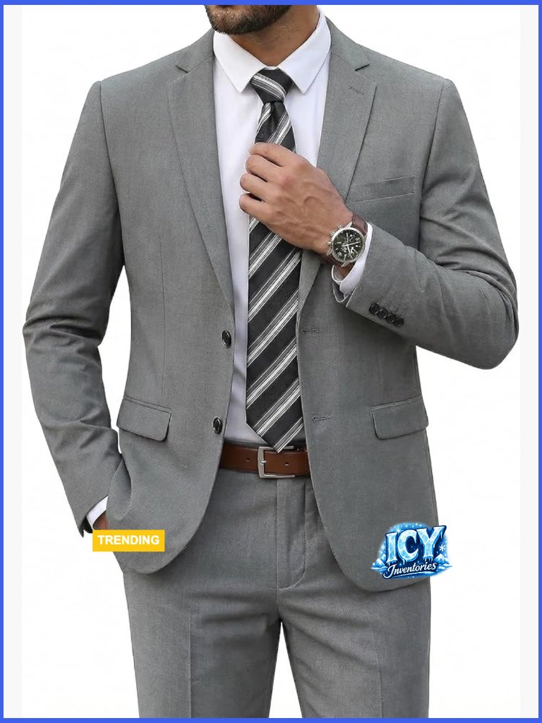 Polyester Blend 2-Piece Suit, 2-Button Tuxedo Jacket For Formal Events